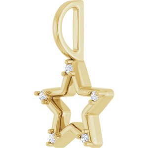 14K Yellow Gold 1.2 mm Round Accented Star Charm/Pendant Mounting – image 3