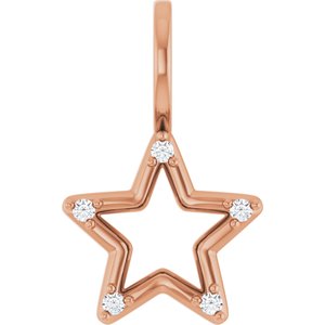 14K Rose Gold 1.2 mm Round Accented Star Charm/Pendant Mounting