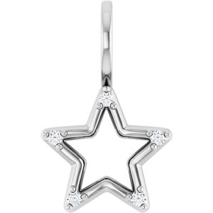 14K White Gold 1.2 mm Round Accented Star Charm/Pendant Mounting
