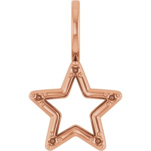 14K Rose Gold 1.2 mm Round Accented Star Charm/Pendant Mounting – image 2