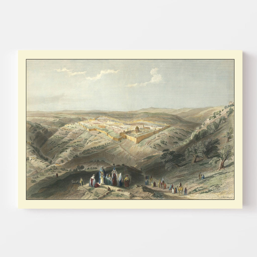 Vintage Map of Jerusalem, Israel 1847