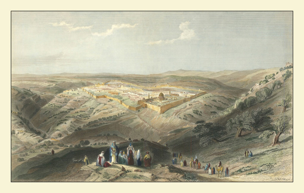 Vintage Map of Jerusalem, Israel 1847