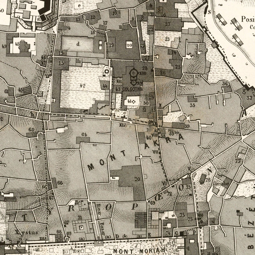 Vintage Map of Jerusalem, Israel 1860