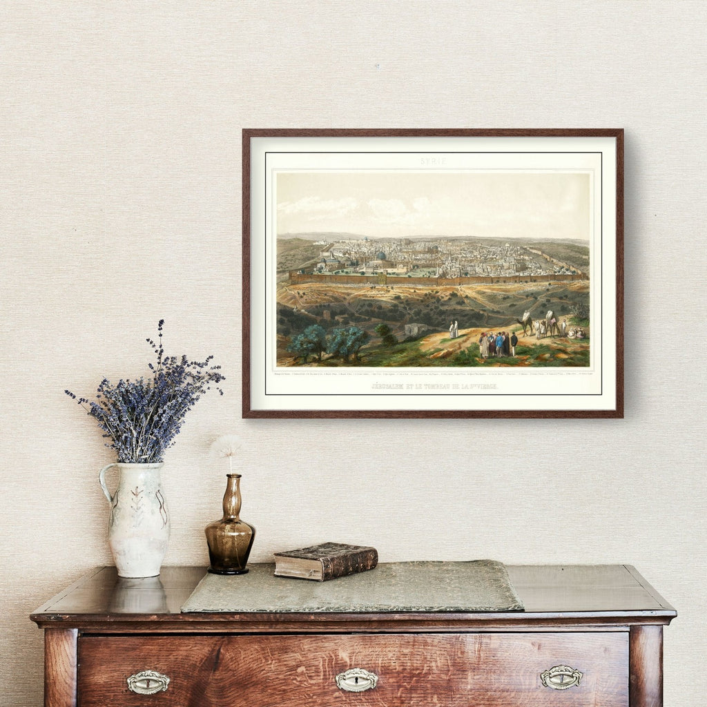 Vintage Map of Jerusalem, Israel 1875