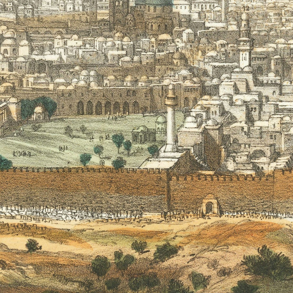 Vintage Map of Jerusalem, Israel 1875