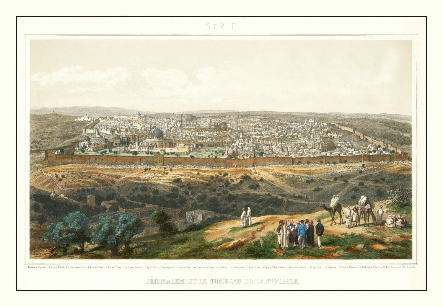 Vintage Map of Jerusalem, Israel 1875