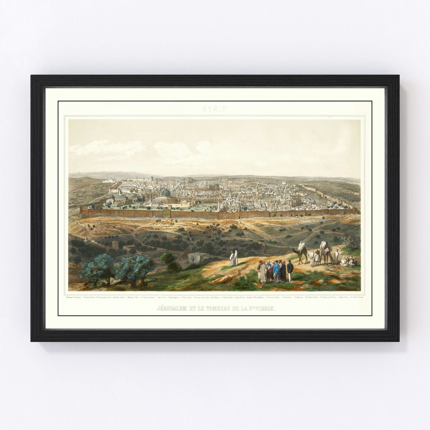 Vintage Map of Jerusalem, Israel 1875