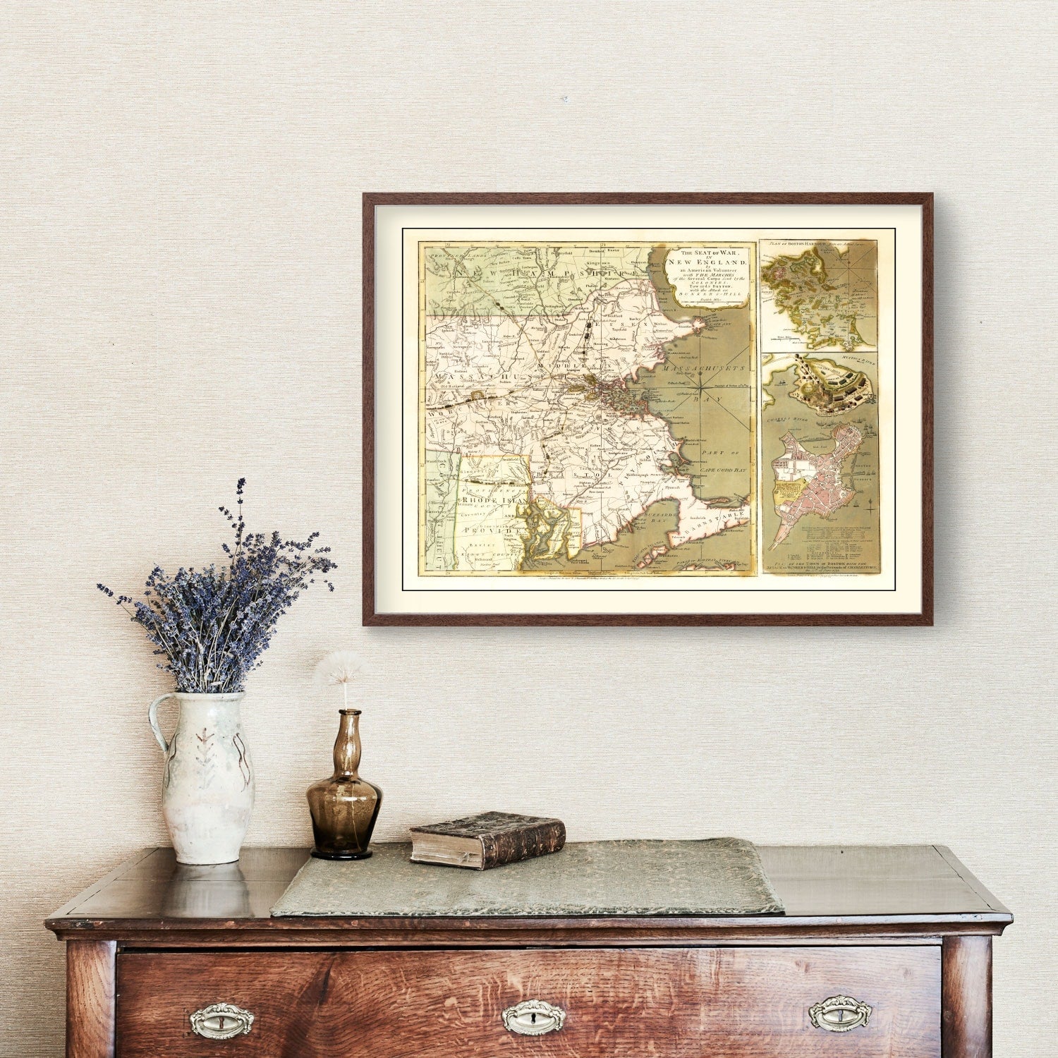 Vintage Map of the Seat of War in New England 1775