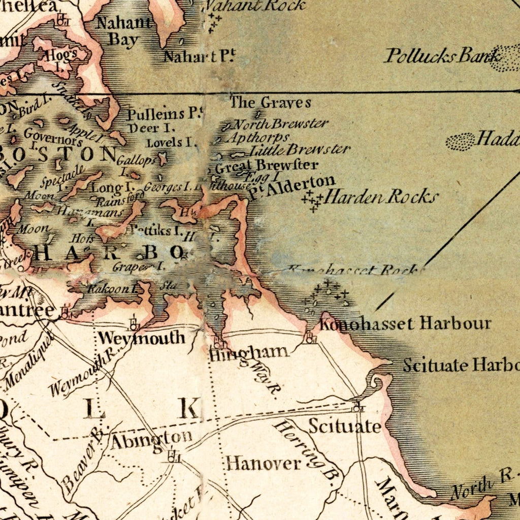 Vintage Map of the Seat of War in New England 1775