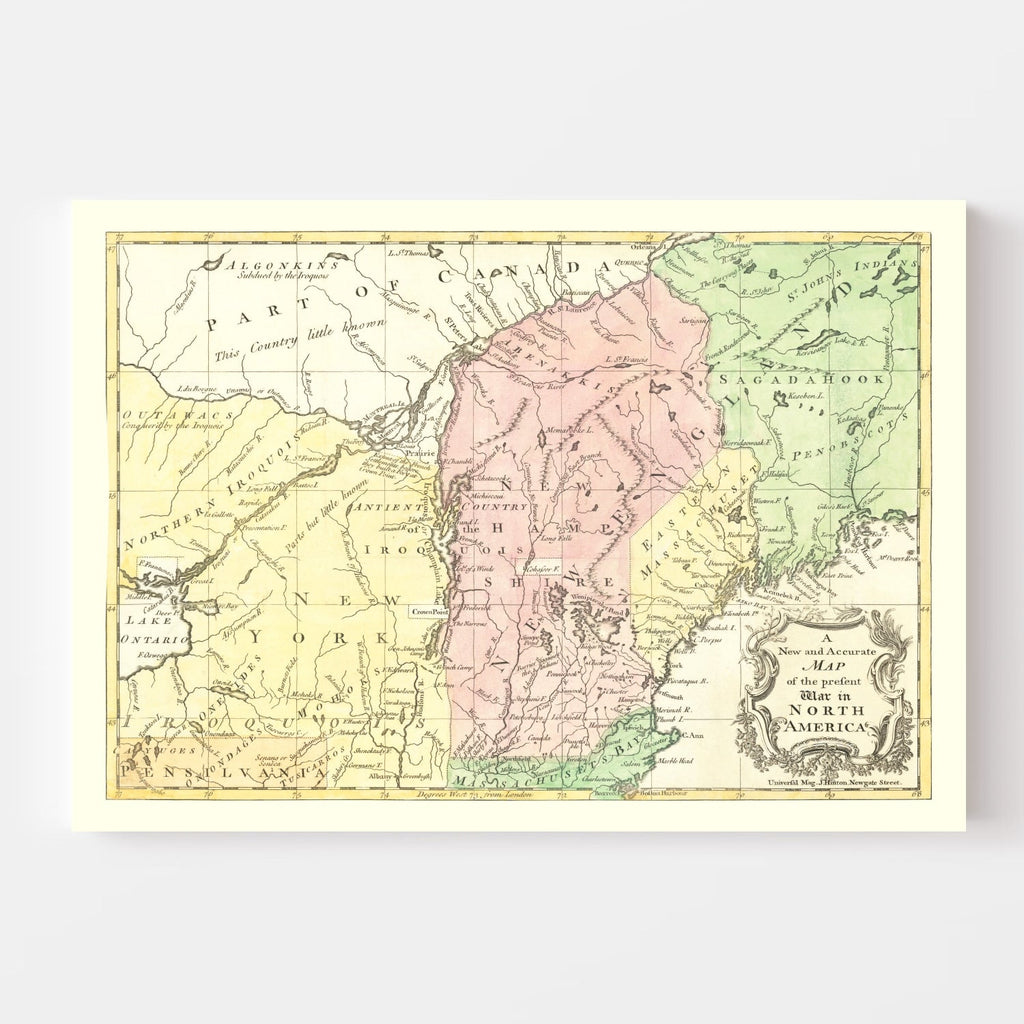 Vintage Map of French & Indian War 1757