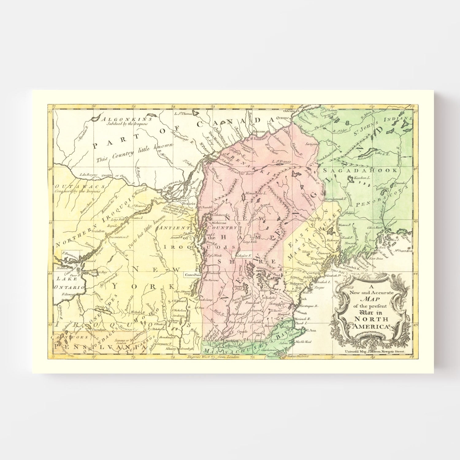 Vintage Map of French & Indian War 1757