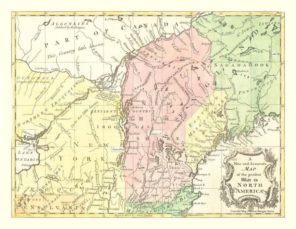 Vintage Map of French & Indian War 1757