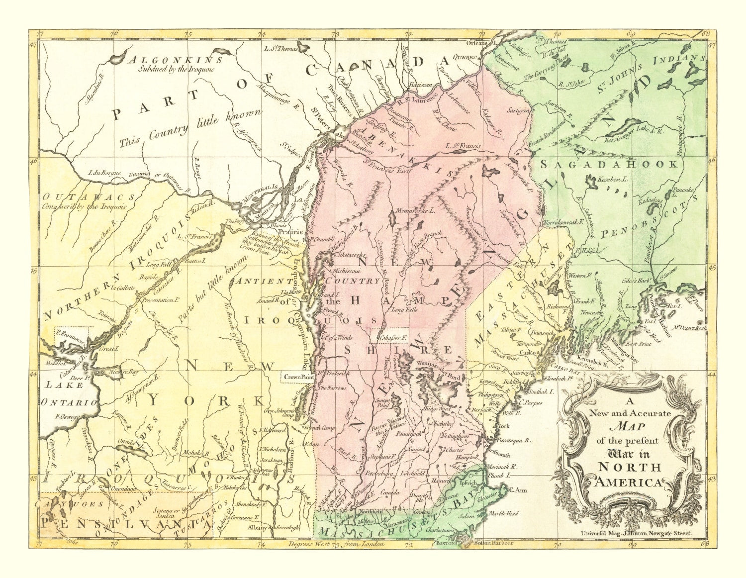 Vintage Map of French & Indian War 1757