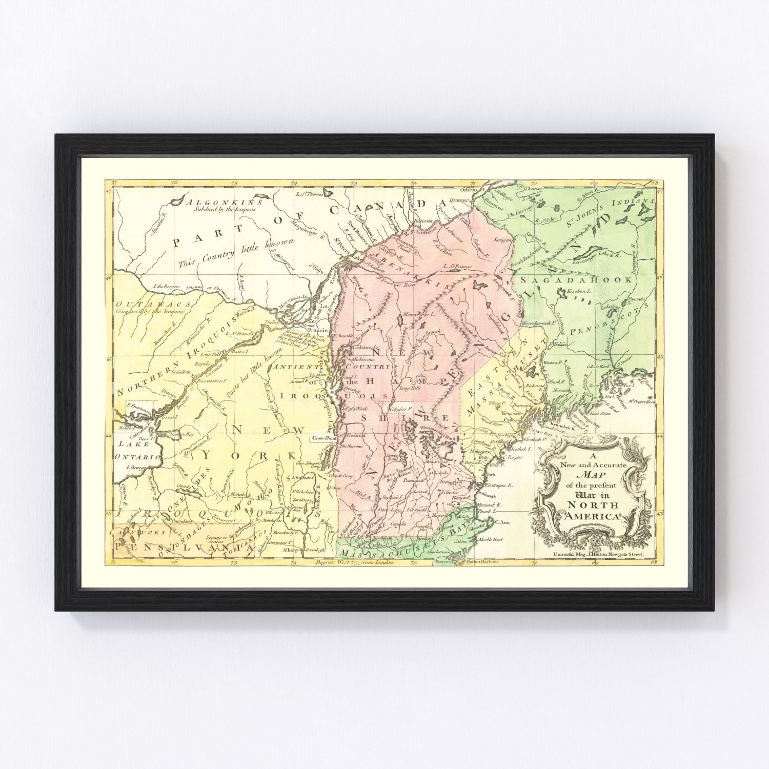 Vintage Map of French & Indian War 1757