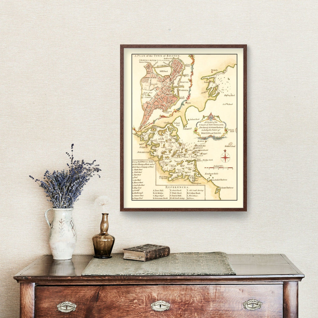 Vintage Map of Boston, Massachusetts 1774