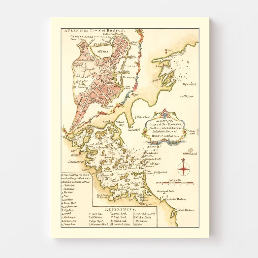 Vintage Map of Boston, Massachusetts 1774