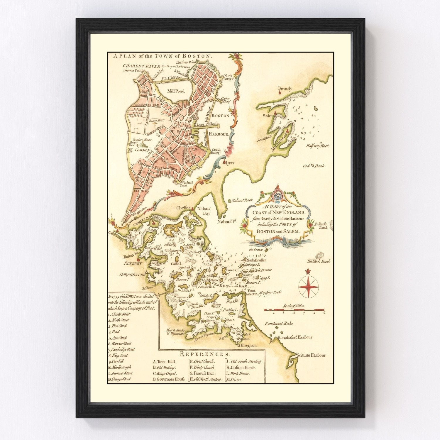 Vintage Map of Boston, Massachusetts 1774