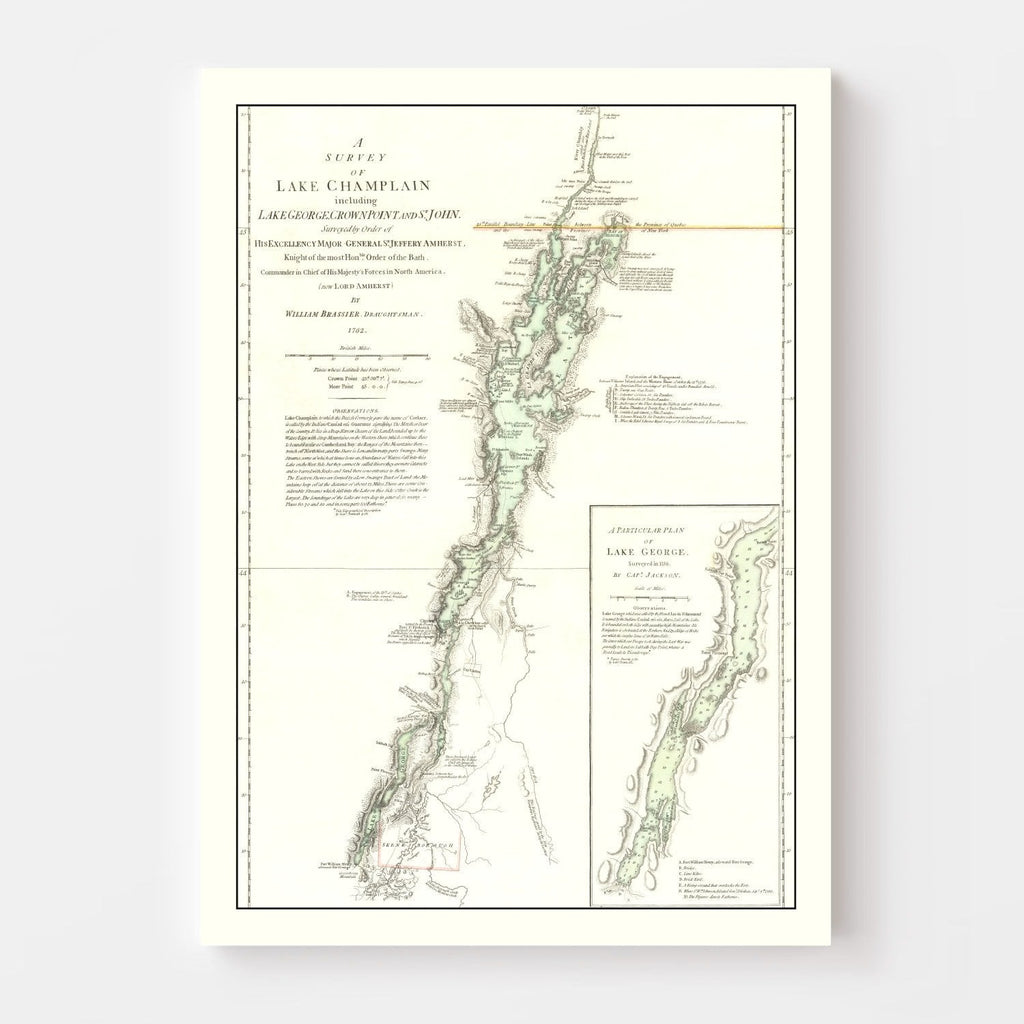 Vintage Lake Champlain Map 1776