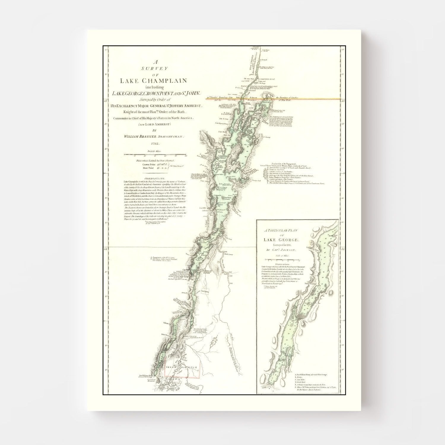 Vintage Lake Champlain Map 1776