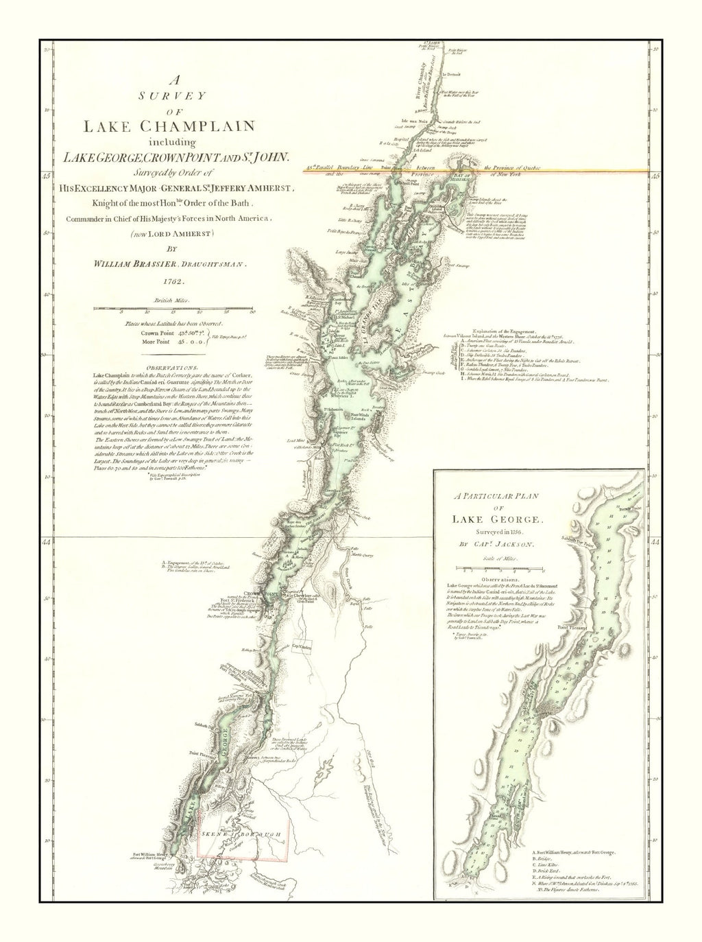 Vintage Lake Champlain Map 1776