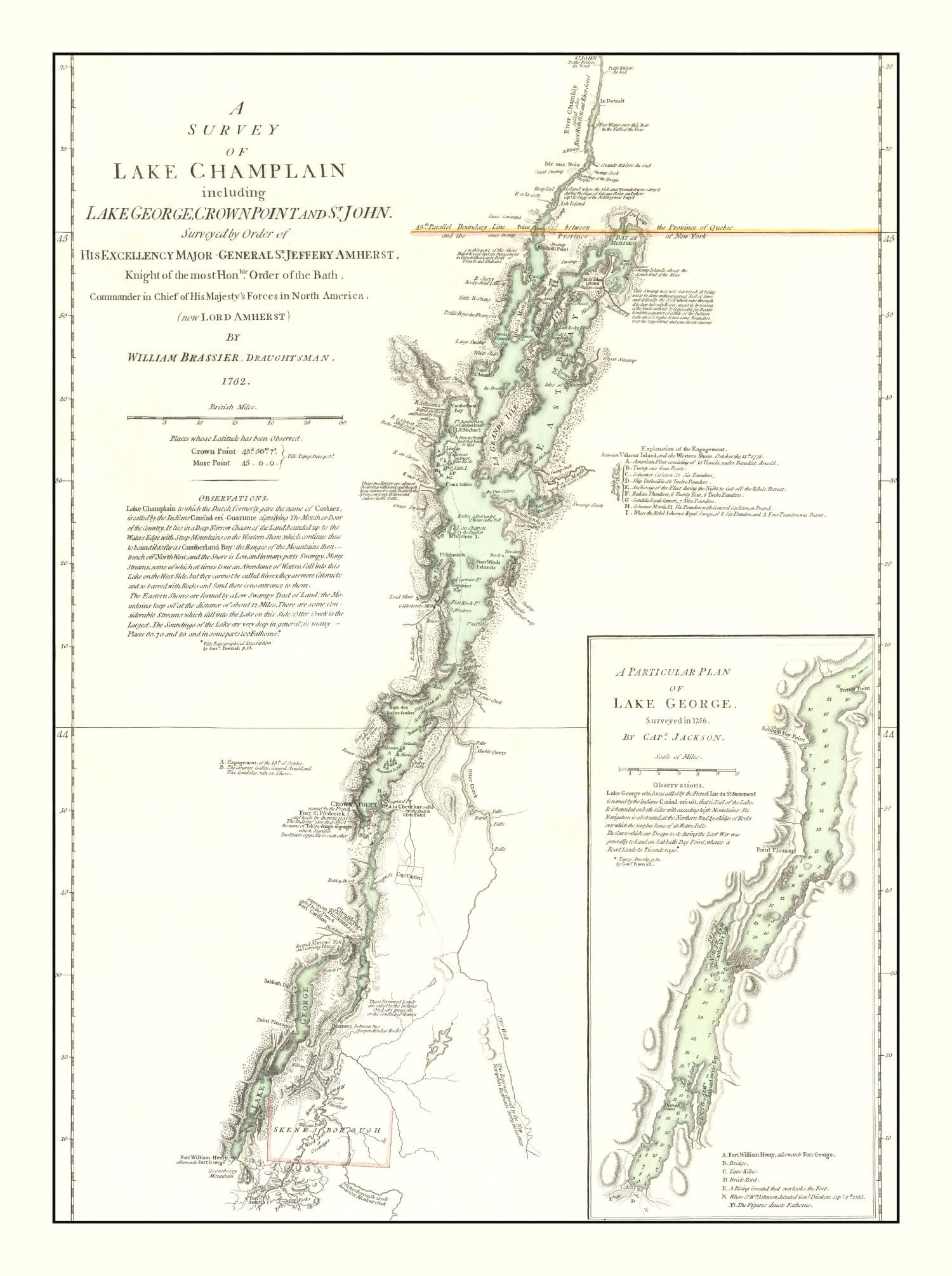 Vintage Lake Champlain Map 1776