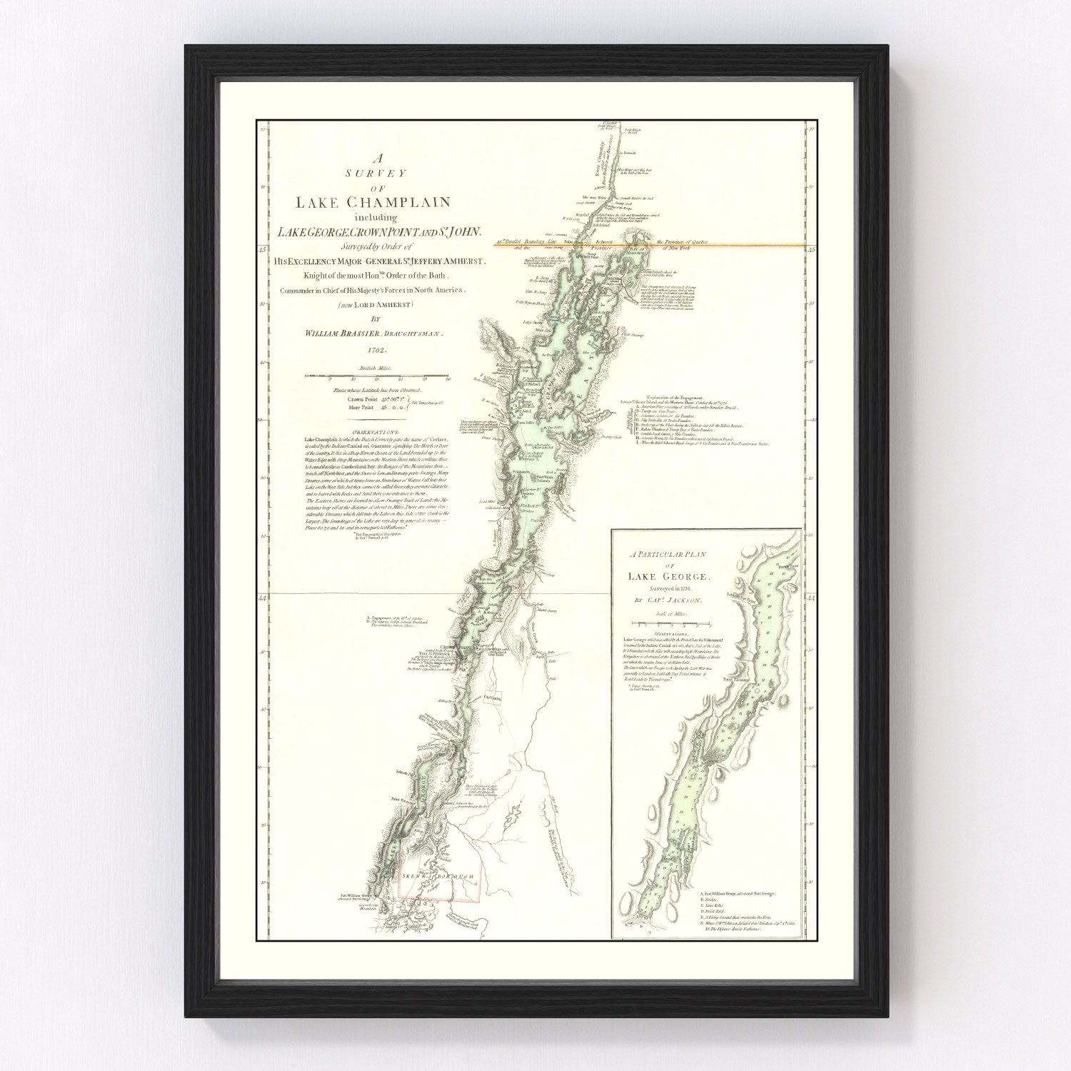 Vintage Lake Champlain Map 1776