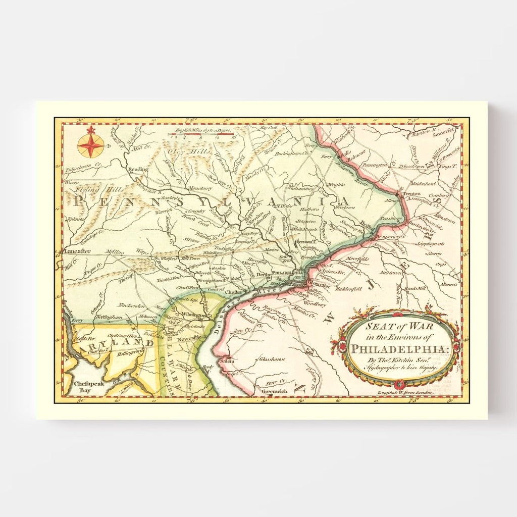 Vintage Map of the War in Philadelphia 1777