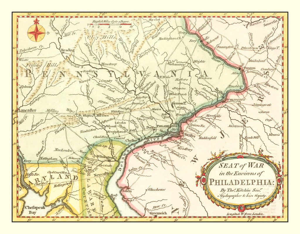 Vintage Map of the War in Philadelphia 1777