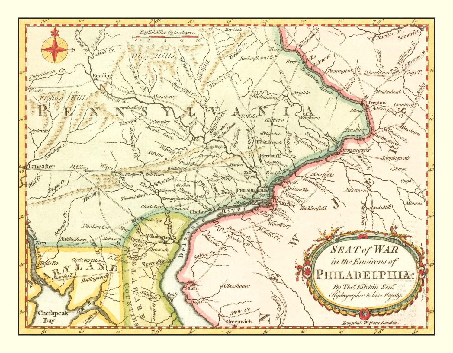 Vintage Map of the War in Philadelphia 1777