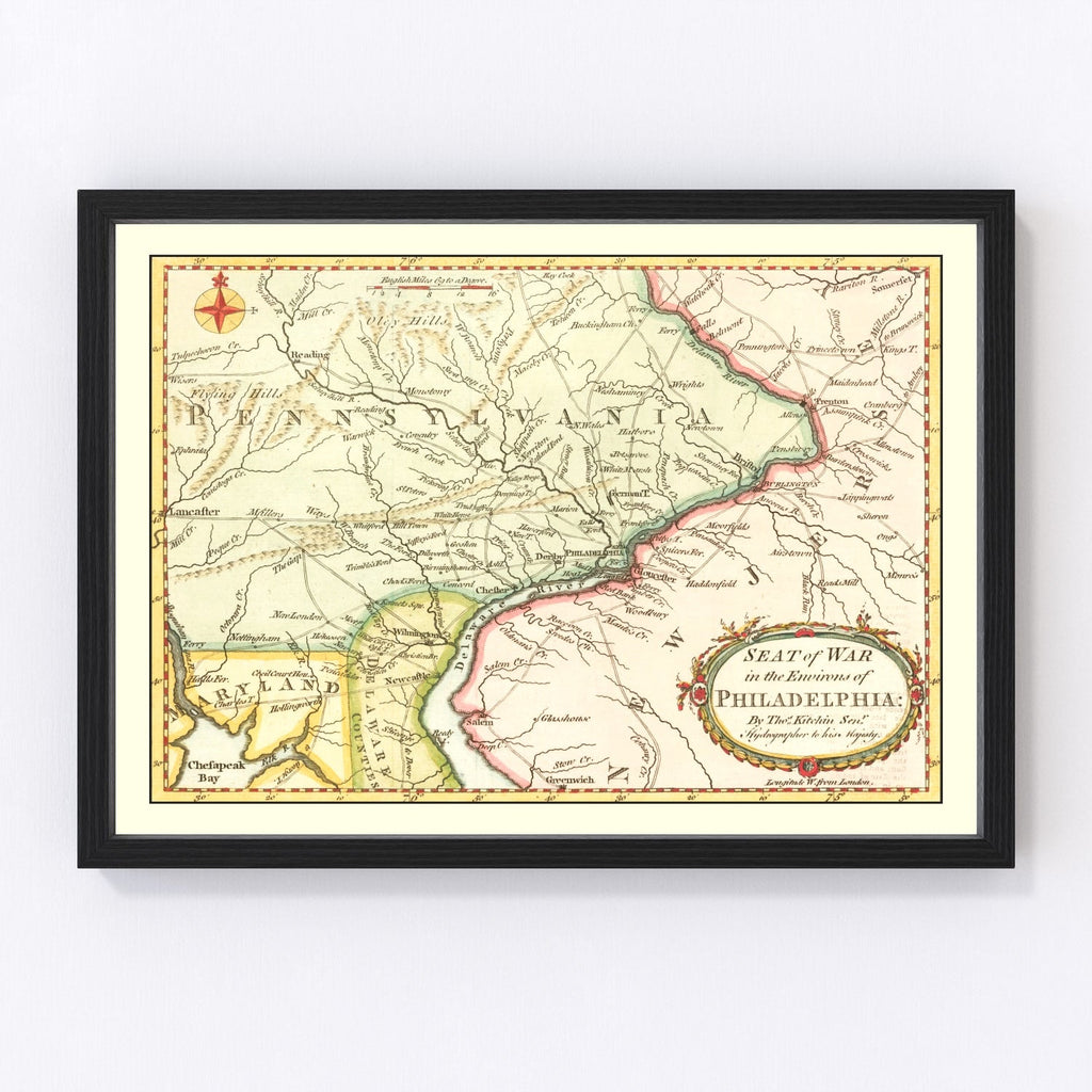 Vintage Map of the War in Philadelphia 1777