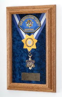 Single Medal Display Case, Wood Awards Display Case - Blue Color