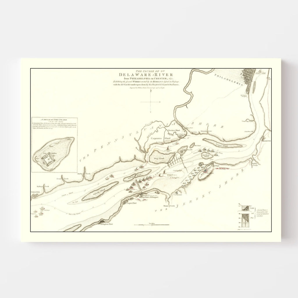 Vintage Revolutionary War Battle Map 1778