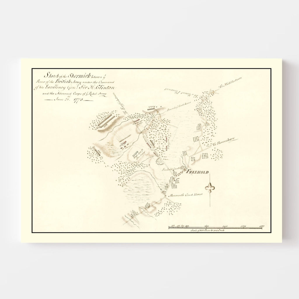 Vintage Battle of Monmouth Map 1778