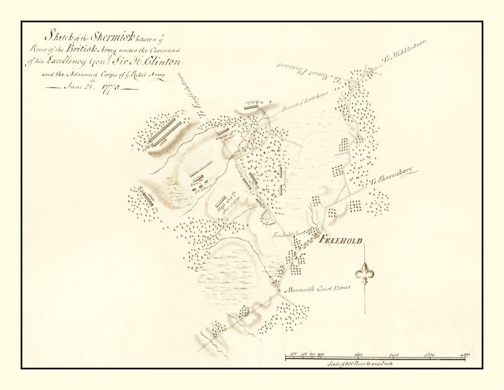 Vintage Battle of Monmouth Map 1778
