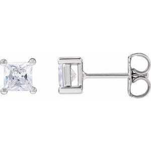 14K White Gold 3.9 mm Square 3/4 CTW Lab-Grown Diamond Earrings
