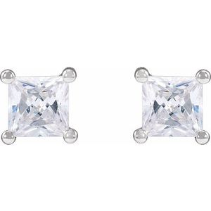 14K White Gold 3.9 mm Square 3/4 CTW Lab-Grown Diamond Earrings – image 2