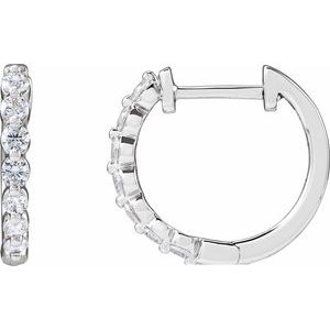 14K White Gold 1/2 CTW Lab-Grown Diamond Hoop Earrings