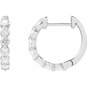Sterling Silver 1 CTW Lab-Grown Diamond Hoop Earrings