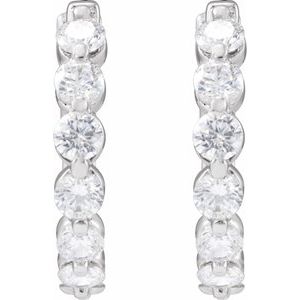 Sterling Silver 1 CTW Lab-Grown Diamond Hoop Earrings – image 2