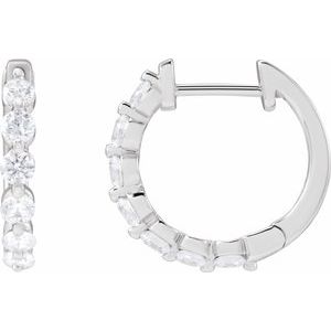 14K White Gold 3/4 CTW Lab-Grown Diamond Hoop Earrings
