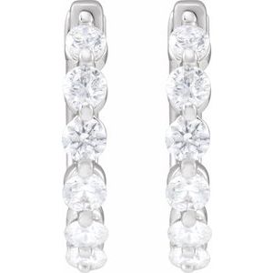 Sterling Silver 3/4 CTW Lab-Grown Diamond Hoop Earrings – image 2
