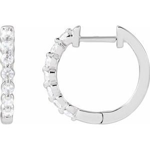 14K White Gold 1/3 CTW Lab-Grown Diamond Hoop Earrings