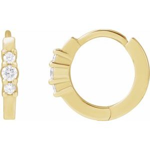14K Yellow Gold 1/8 CTW Natural Diamond Hinged 13.08 mm Hoop Earrings