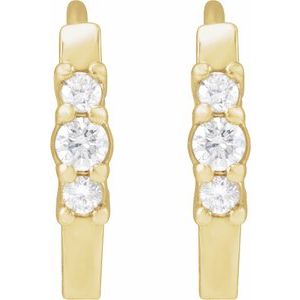 14K Yellow Gold 1/8 CTW Natural Diamond Hinged 13.08 mm Hoop Earrings