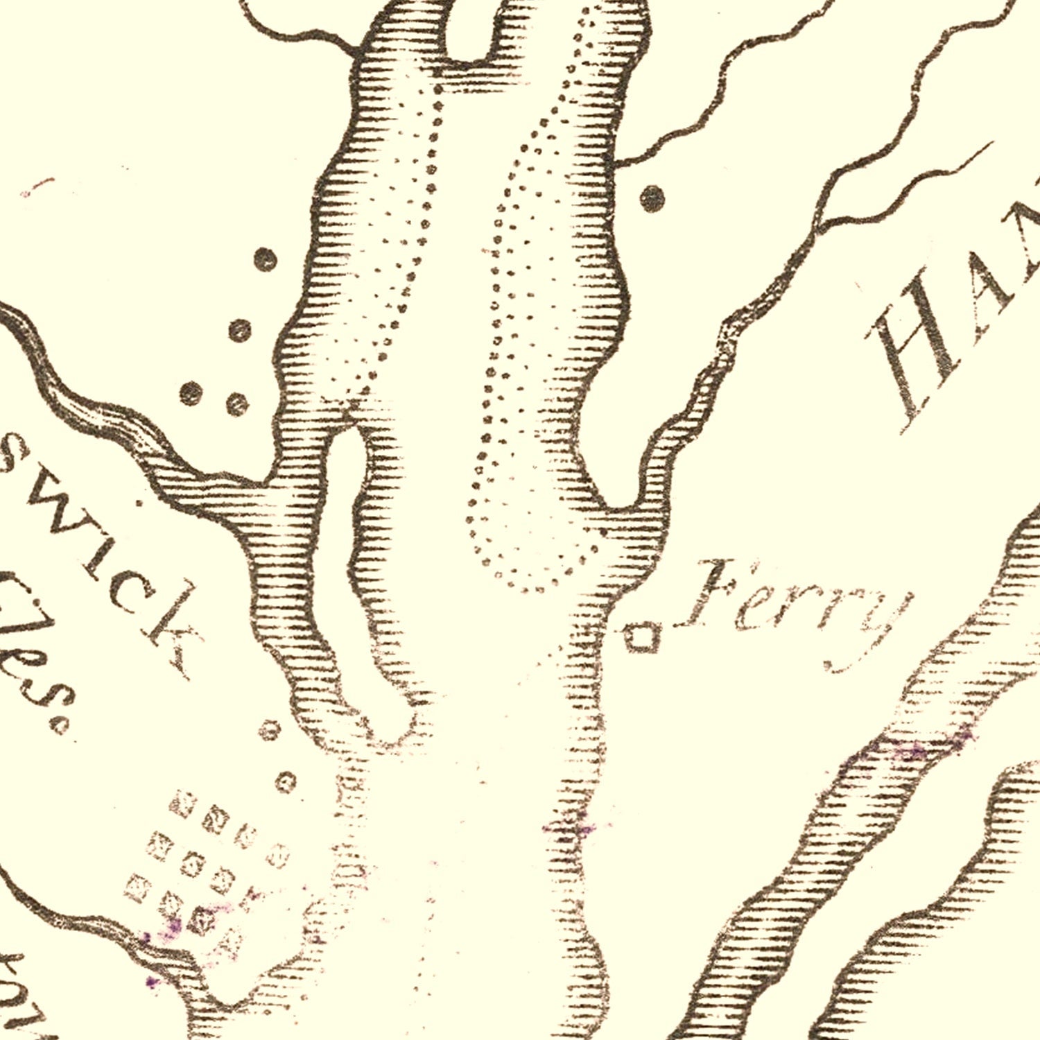 Vintage Cape Fear River Map, North Carolina 1781