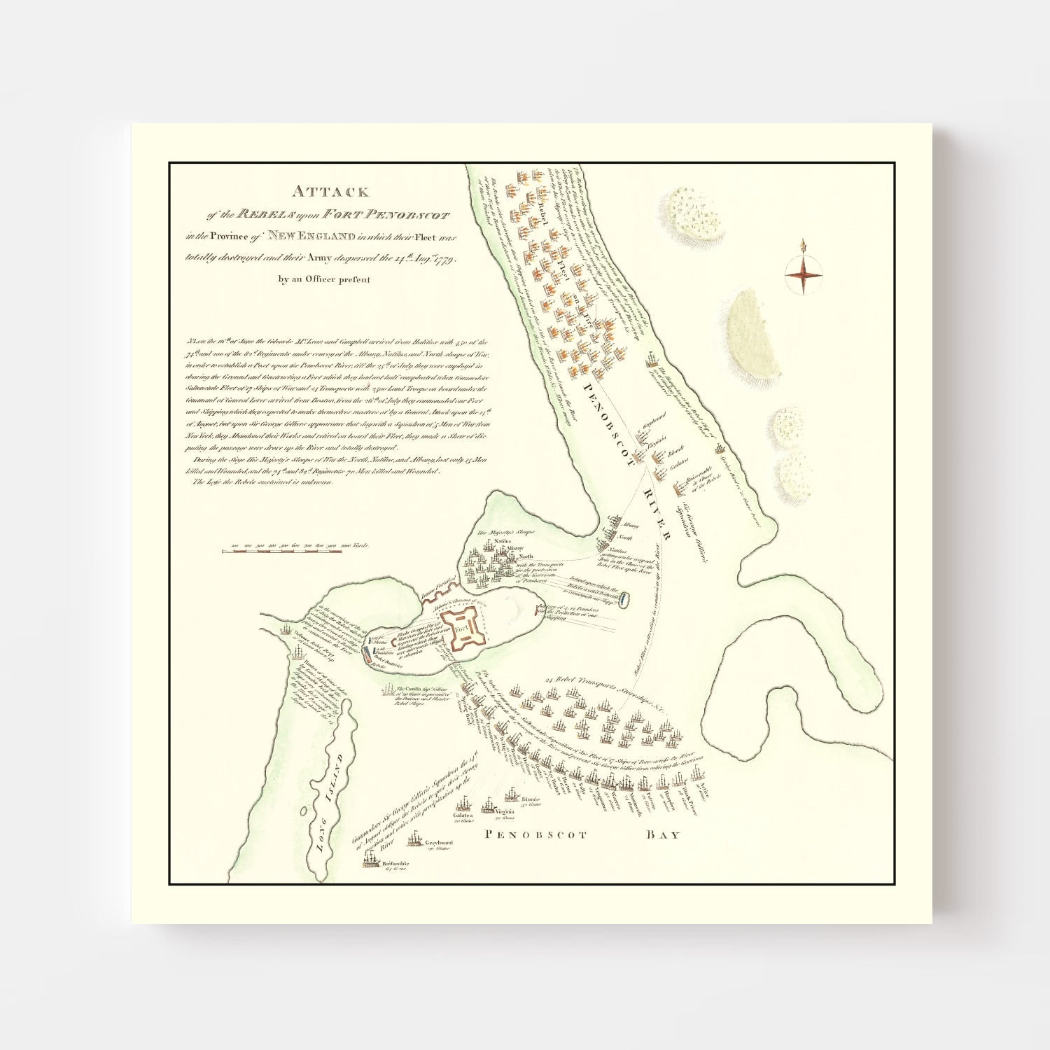 Vintage Fort Penobscot Map 1785