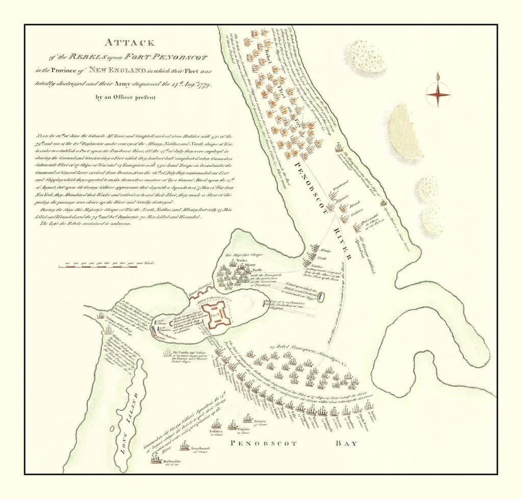 Vintage Fort Penobscot Map 1785