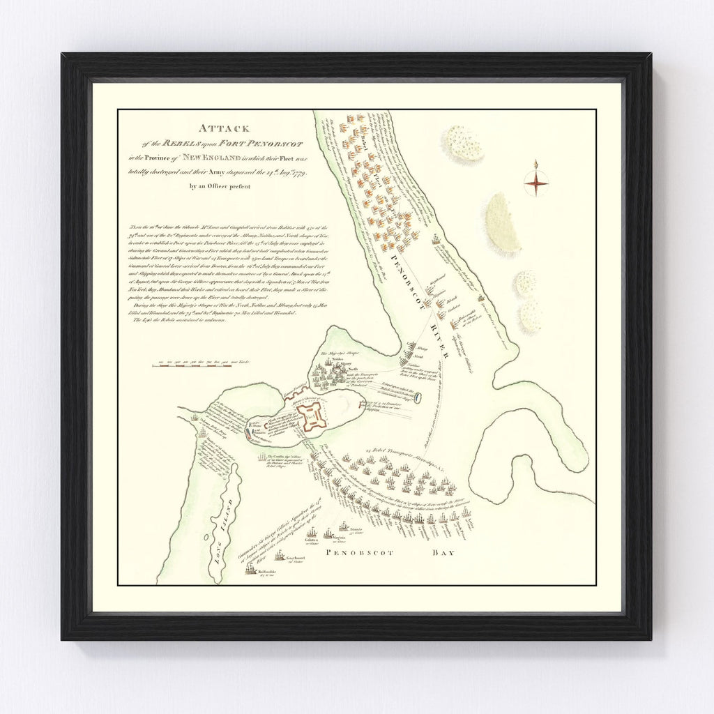 Vintage Fort Penobscot Map 1785