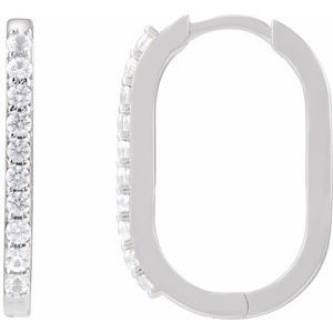 Platinum Natural White Sapphire 20 mm Hoop Earrings