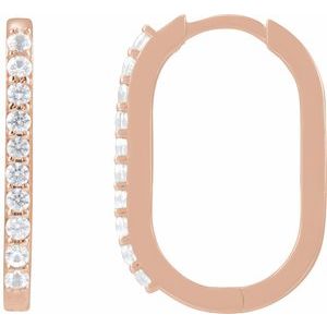 14K Rose Gold Natural White Sapphire 20 mm Hoop Earrings